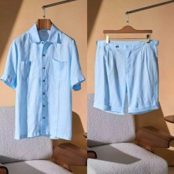 [홍콩명품.BRUNELLO CUCINELLI]브루넬로 쿠치넬리 2026 남성용 린넨 반팔셔츠세트  BL1574 HD 홍콩명품의류,구매대행,온라인명품