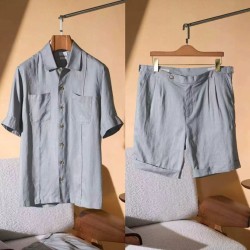 [홍콩명품.BRUNELLO CUCINELLI]브루넬로 쿠치넬리 2026 남성용 린넨 반팔셔츠세트  BL1575 HD 홍콩명품의류,구매대행,온라인명품
