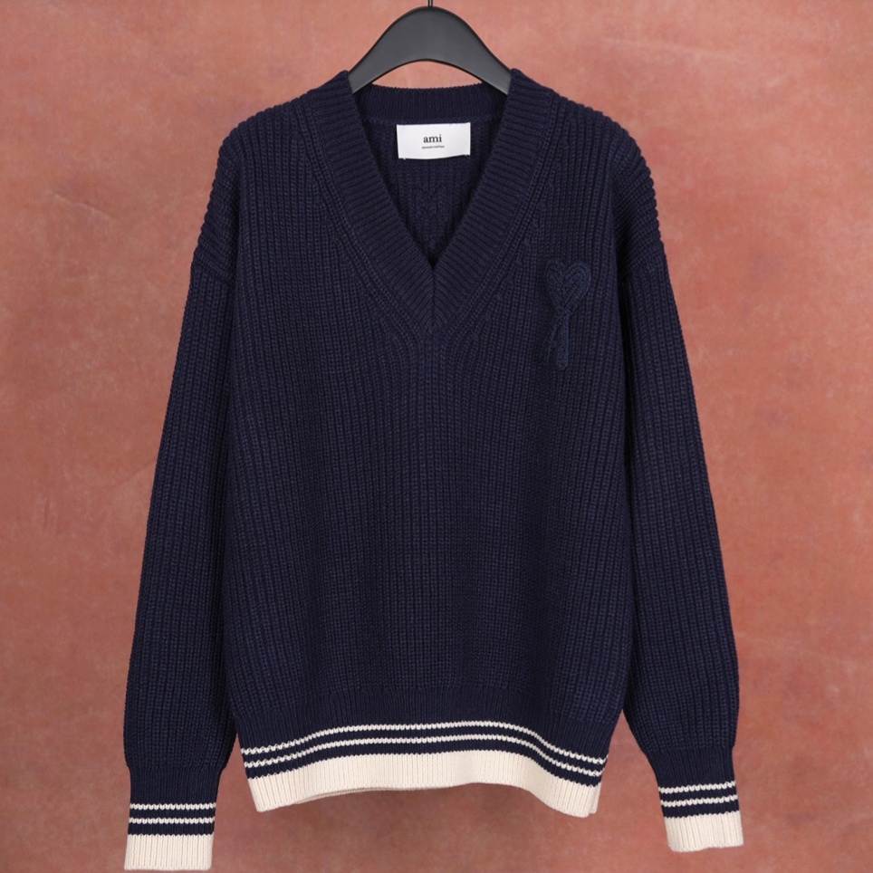 [홍콩명품.AMI] 아미 2025 남성용 울 풀오버 AM034 YB 홍콩명품의류,구매대행,온라인명품